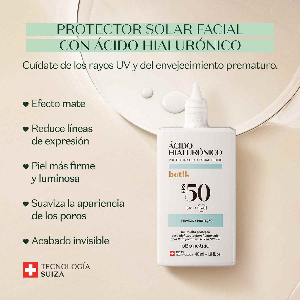 Botik Protector solar facial FPS50 Ácido Hialurónico